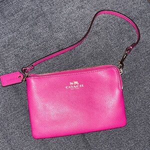 Coach Fuchsia Leather Wristlet